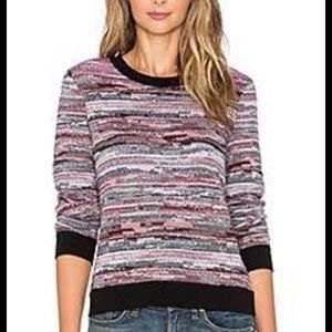 Rag & Bone 🔥 Lola Red & Black Jacquard Crewneck Sweater Sz S